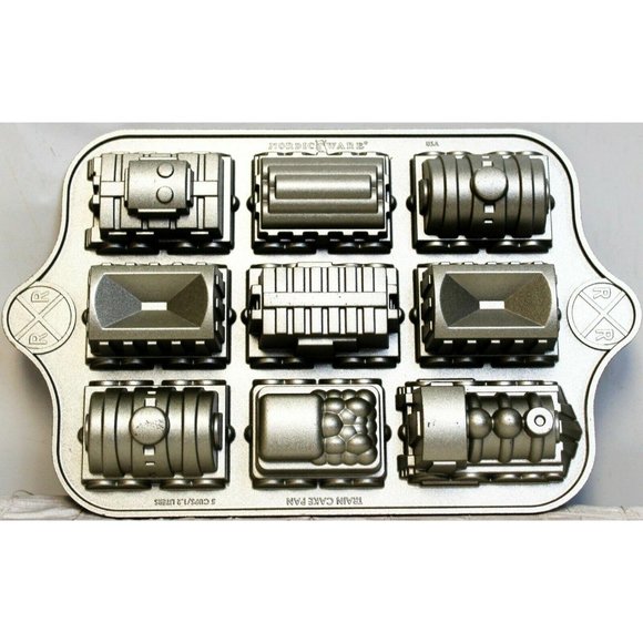 NordicWare Pan Train Cars Mini Bundt Cake Muffin Cupcake Truck 5 cups Classic - Picture 1 of 12